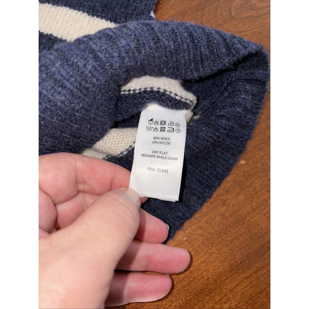 Tabitha Webb Women’s Wool Blend Cardigan Sweater Navy Cream Red Size Small - Picture 3 of 5